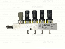 Форсунки в рампе BRC 4 цилиндра c датчиком sensata и форсунками IN03 MY09 Supermax (жёлтые) 09SQ99020023